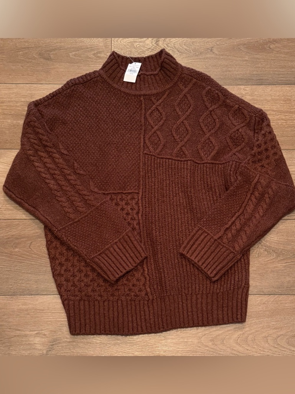 American Eagle Outfitters Brown Patchwork Turtleneck Sweater